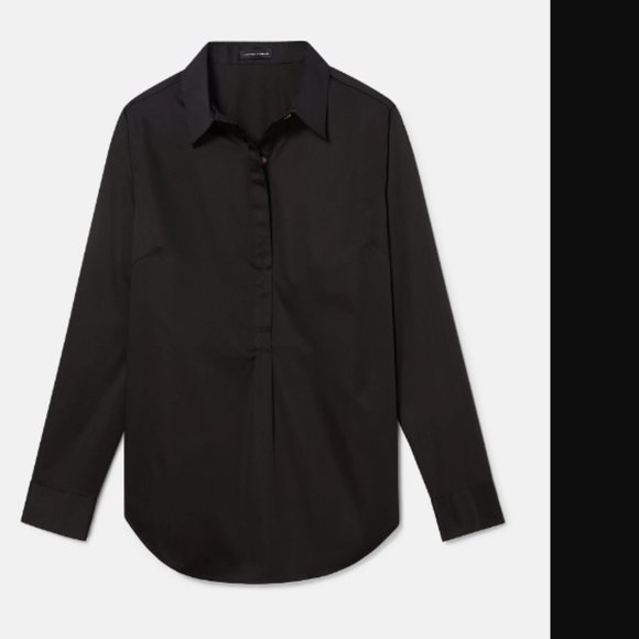 Women XS Universal Standard Elbe Black Button Henley Blouse Top Long Slv Shirt - Picture 2 of 6